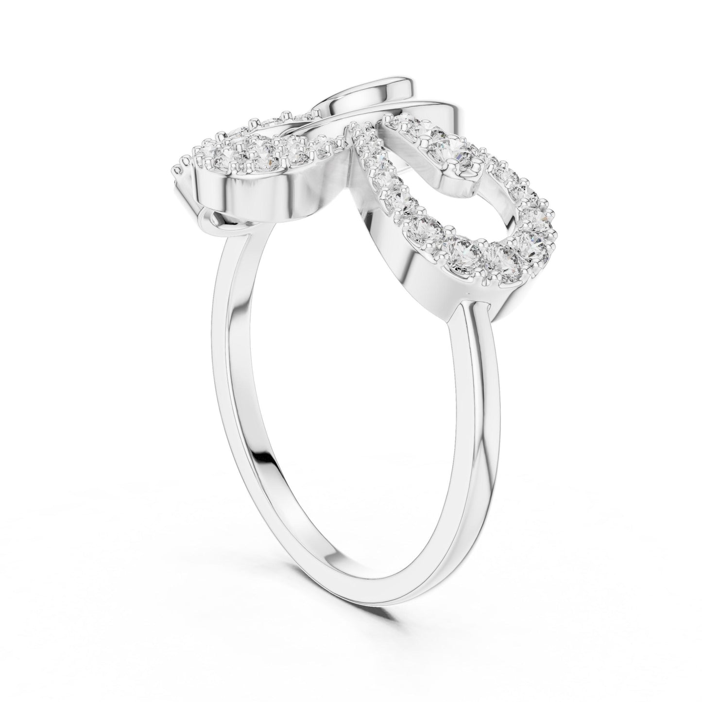 Riora elegant gold moissanite diamond ring with bow knot design, dainty minimalist bridal jewelry, luxurious promise band
