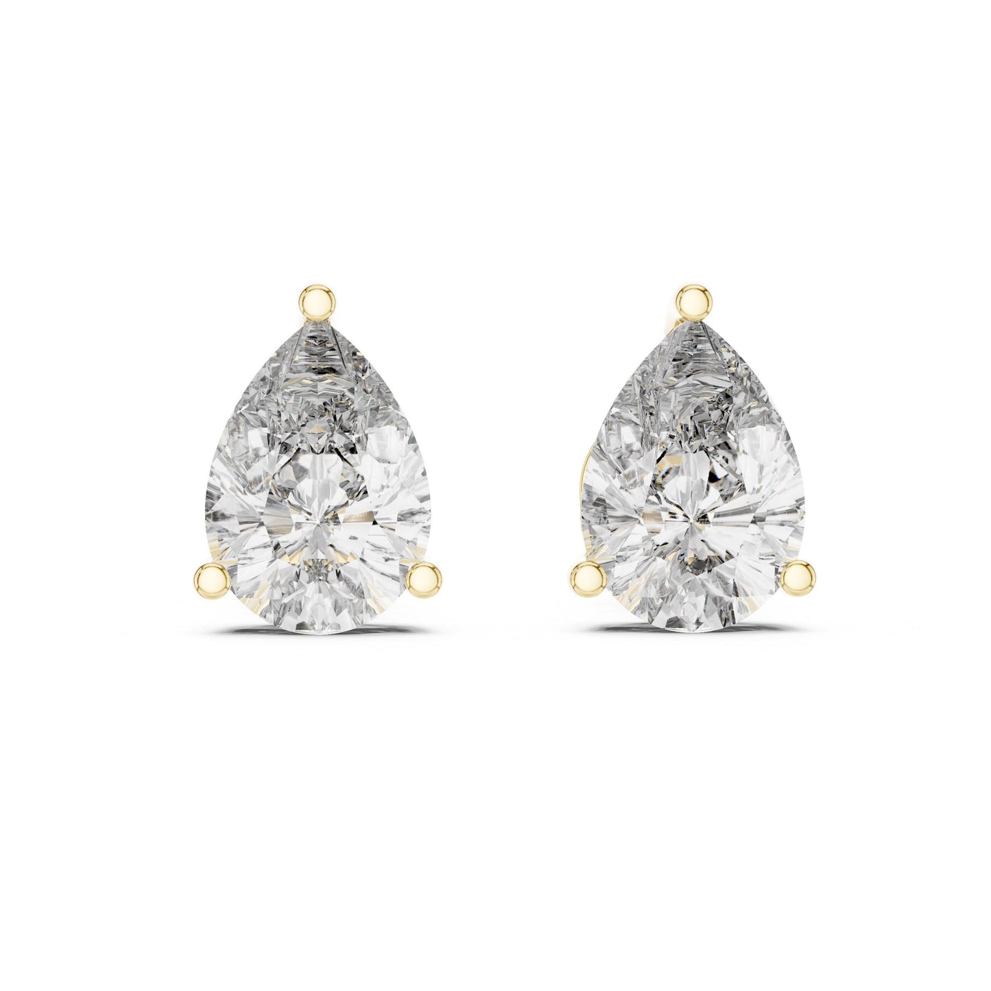 Pear cut moissanite diamond stud earrings in rose gold with minimalist teardrop design, perfect for bridal or wedding jewelry.