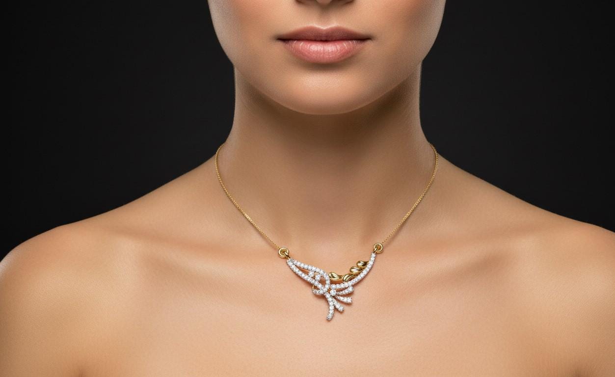 Moissanite Wing Pendant Necklace for Women | Gold, Rose Gold & Silver | Elegant Bridal Gift