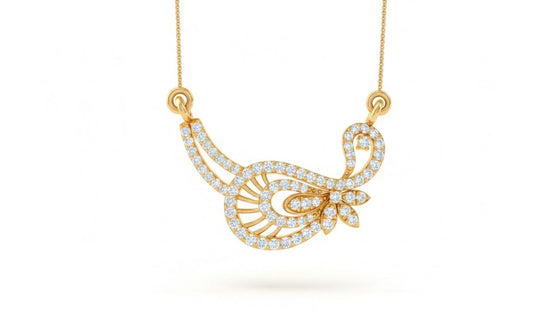 Riora elegant gold moissanite leaf necklace, dainty minimalist bridal jewelry perfect for wedding gift or special occasion.