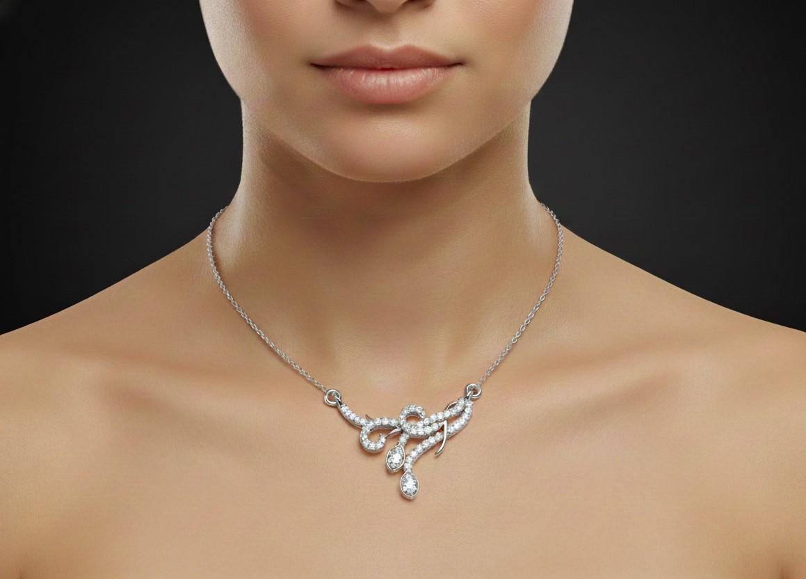 Moissanite Pendant Necklace, Rose Gold Bridal Jewelry, Adjustable Chain