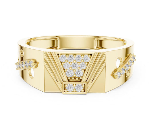 Riora luxury moissanite diamond statement ring for women with gold band, bridal jewelry, perfect for wedding or special occasion.