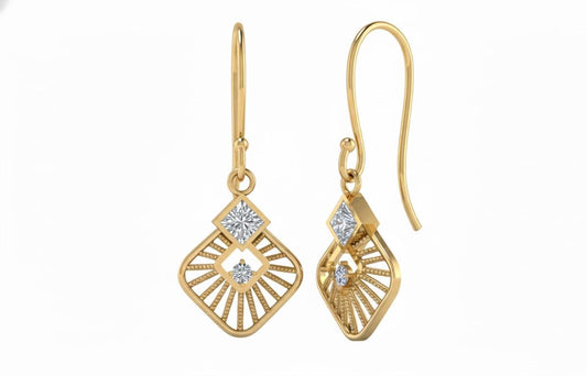 Moissanite Drop Earrings Gold Rose Silver | Diamond Look Dangle Earrings | Hypoallergenic Gift for Her Valentine Jewelry