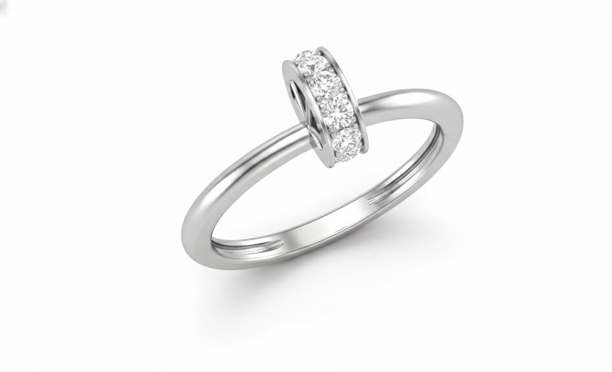 Dainty Moissanite Band Ring | Minimal Stackable Ring in Gold, Rose Gold & Silver | Hypoallergenic Promise & Engagement Gift