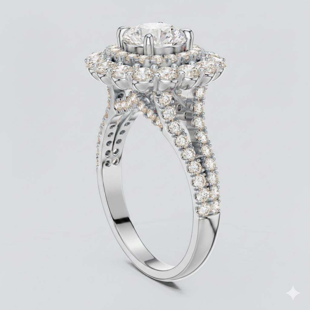 Luxury Halo Engagement Ring | Cubic Zirconia | Gold, Rose Gold & Silver