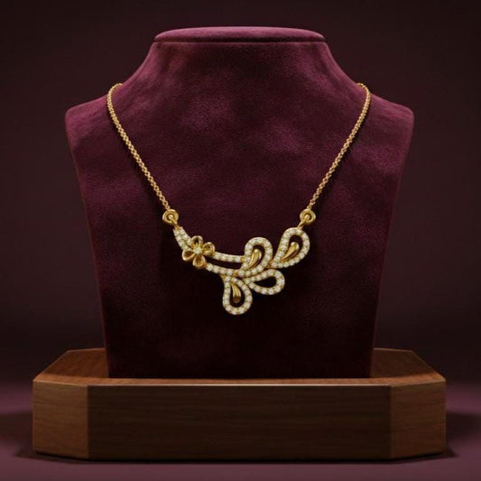 Moissanite Floral Pendant Necklace | Gold Rose Silver Jewelry Gift for Her Valentine Love