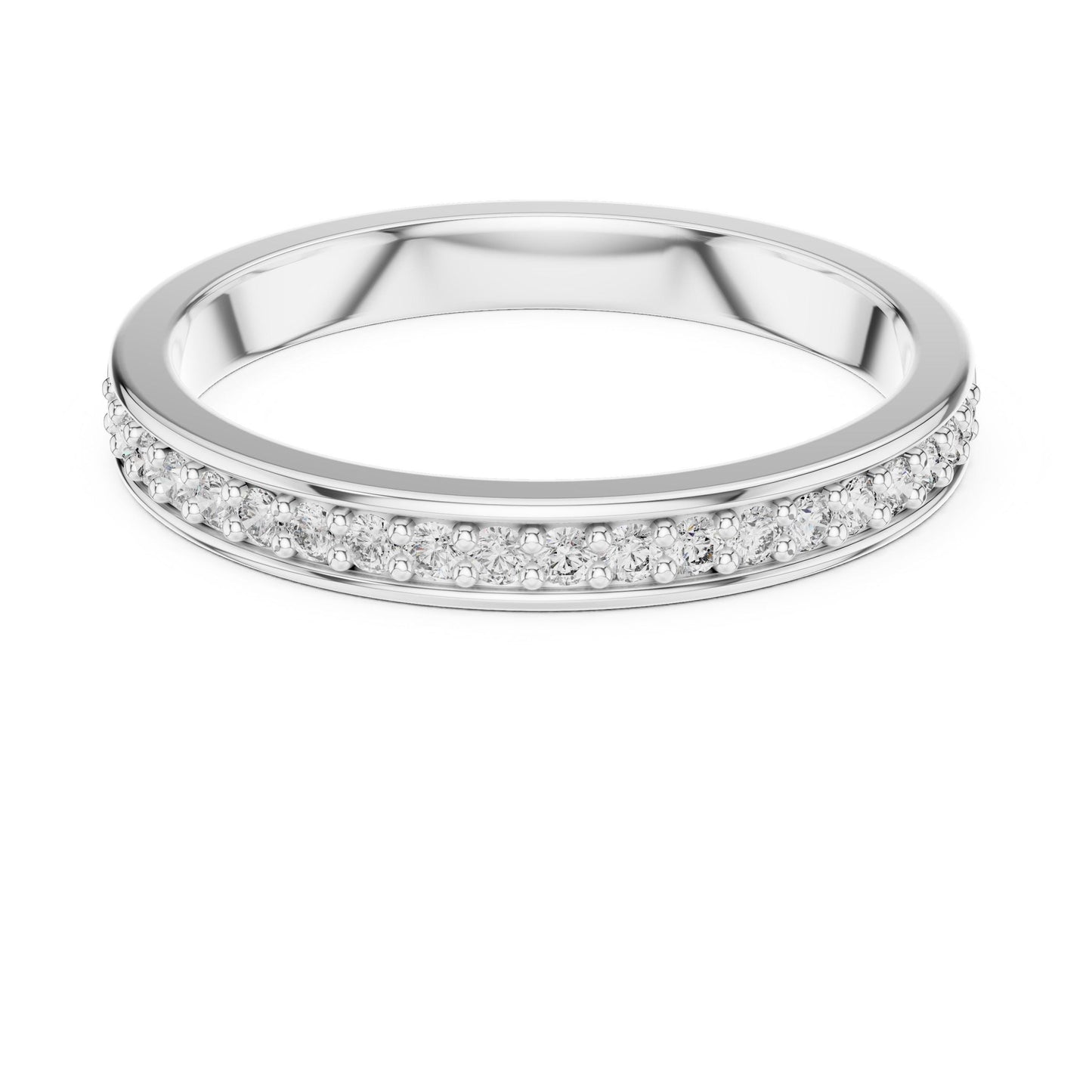 Riora moissanite diamond wedding band, minimalist stackable ring with dainty design, perfect for bridal, promise, or anniversary jewelry.