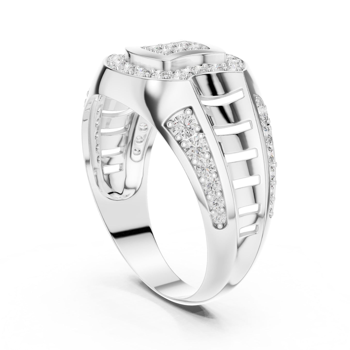 Riora luxury moissanite diamond statement ring for women, gold plated bold cocktail and bridal jewelry with intricate design.
