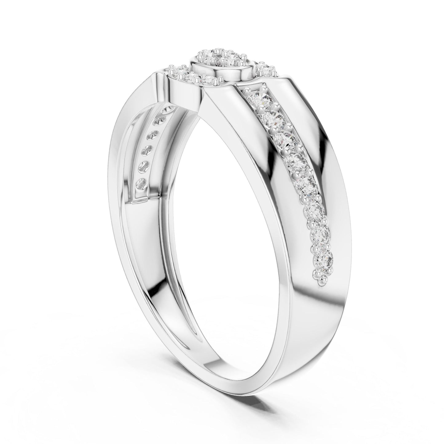 Riora luxury diamond halo rose gold engagement ring with a central diamond, elegant and dainty bridal wedding jewelry