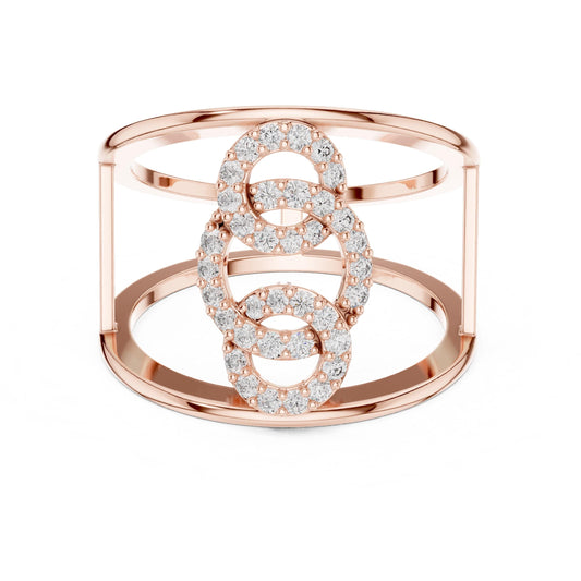 Riora infinity moissanite diamond statement open double band ring with minimalist modern design, elegant jewelry piece.