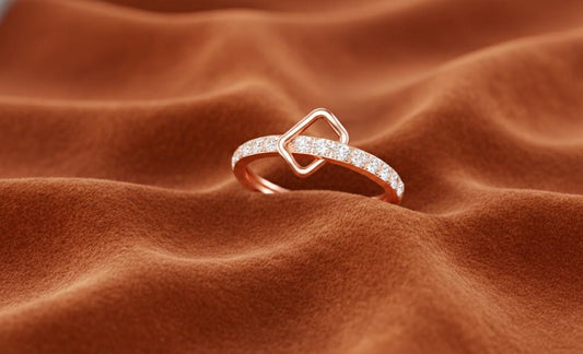 Moissanite Square Ring | Geometric Band | Gold, Rose Gold & Silver | Promise & Engagement Ring