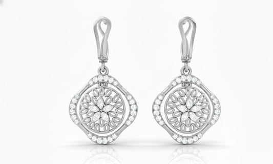 Moissanite Floral Drop Stud Earrings | Hypoallergenic Dangle Studs | Gold, Rose Gold & Silver | Riora