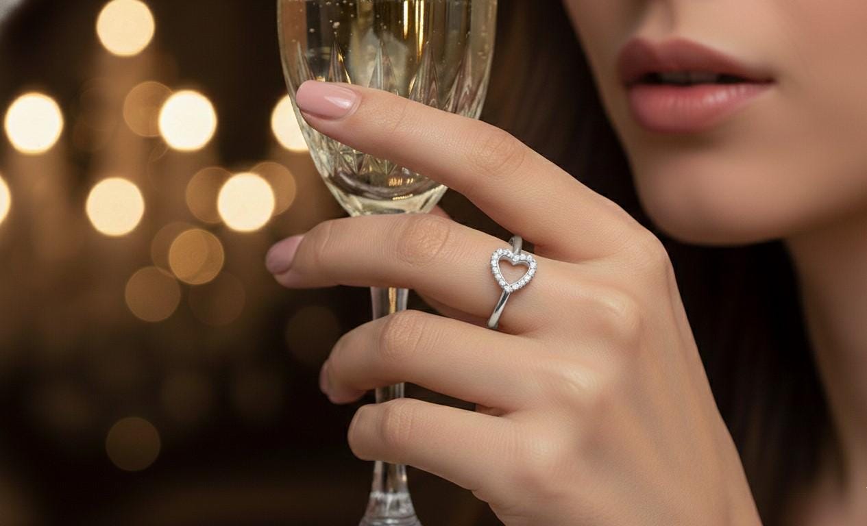 Heart Moissanite Ring | Hypoallergenic | Gold, Rose Gold & Silver | Gift for Her