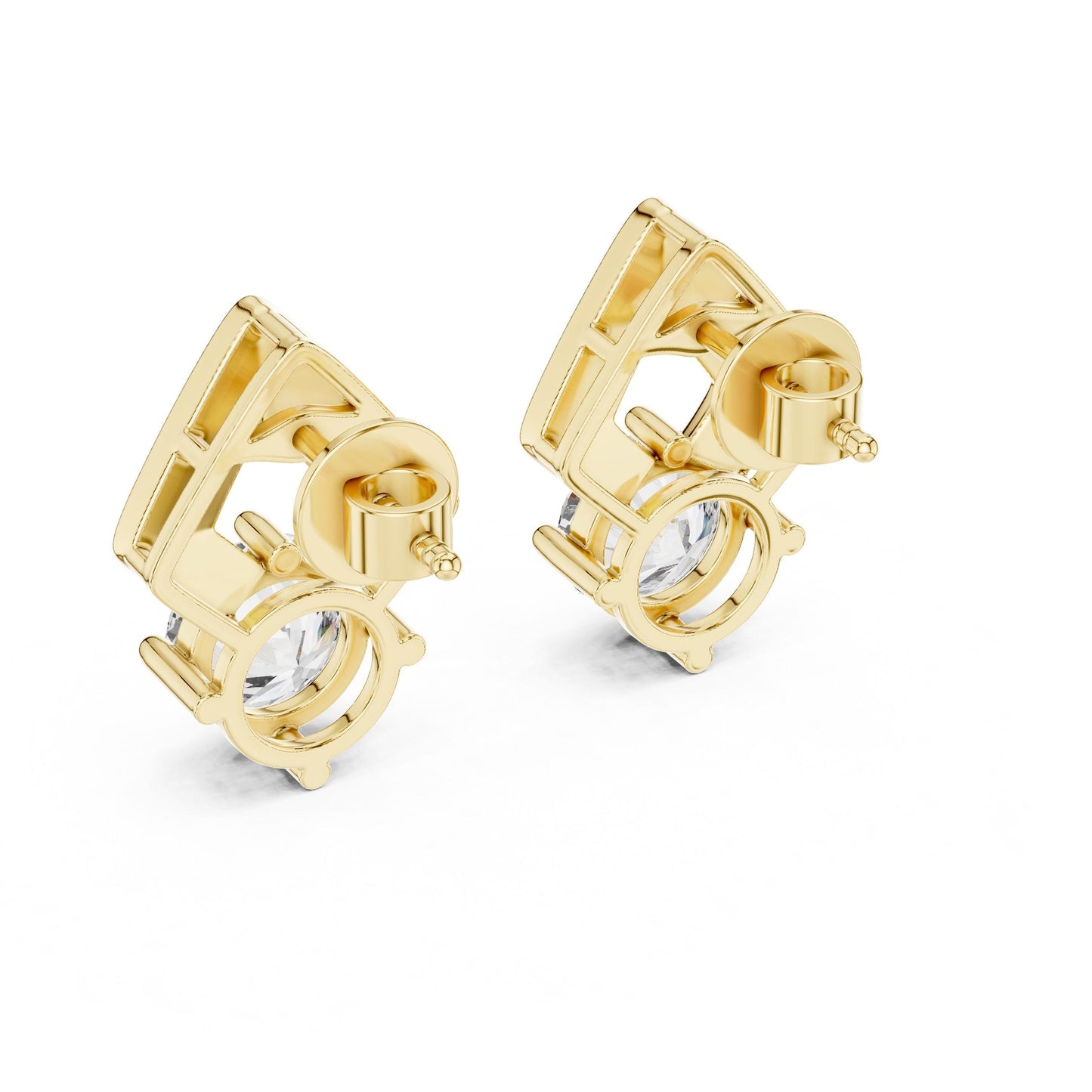 Riora geometric moissanite diamond stud earrings, 7mm round cut silver minimalist jewelry for everyday wear or bridal occasions