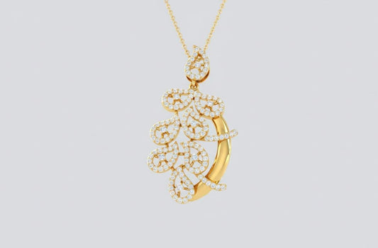 Moissanite Leaf Pendant Necklace, Elegant Rose Gold Finish