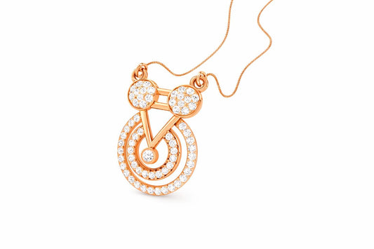 Riora moissanite geometric pendant necklace in gold, rose gold, or silver with a dainty circle charm for minimalist bridal jewelry