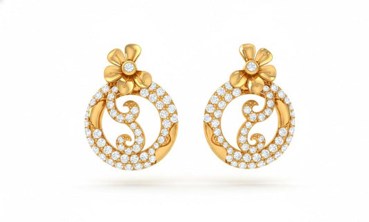 Moissanite Floral Circle Stud Earrings in Gold Rose Gold Silver | Hypoallergenic Luxury Wedding Gift for Women