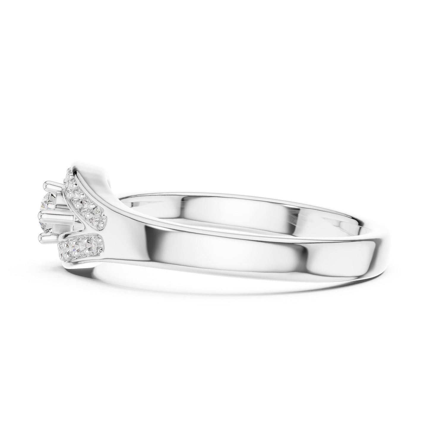 Riora Twisted Halo Moissanite diamond engagement ring in solid gold with vintage style, bridal and wedding design features.