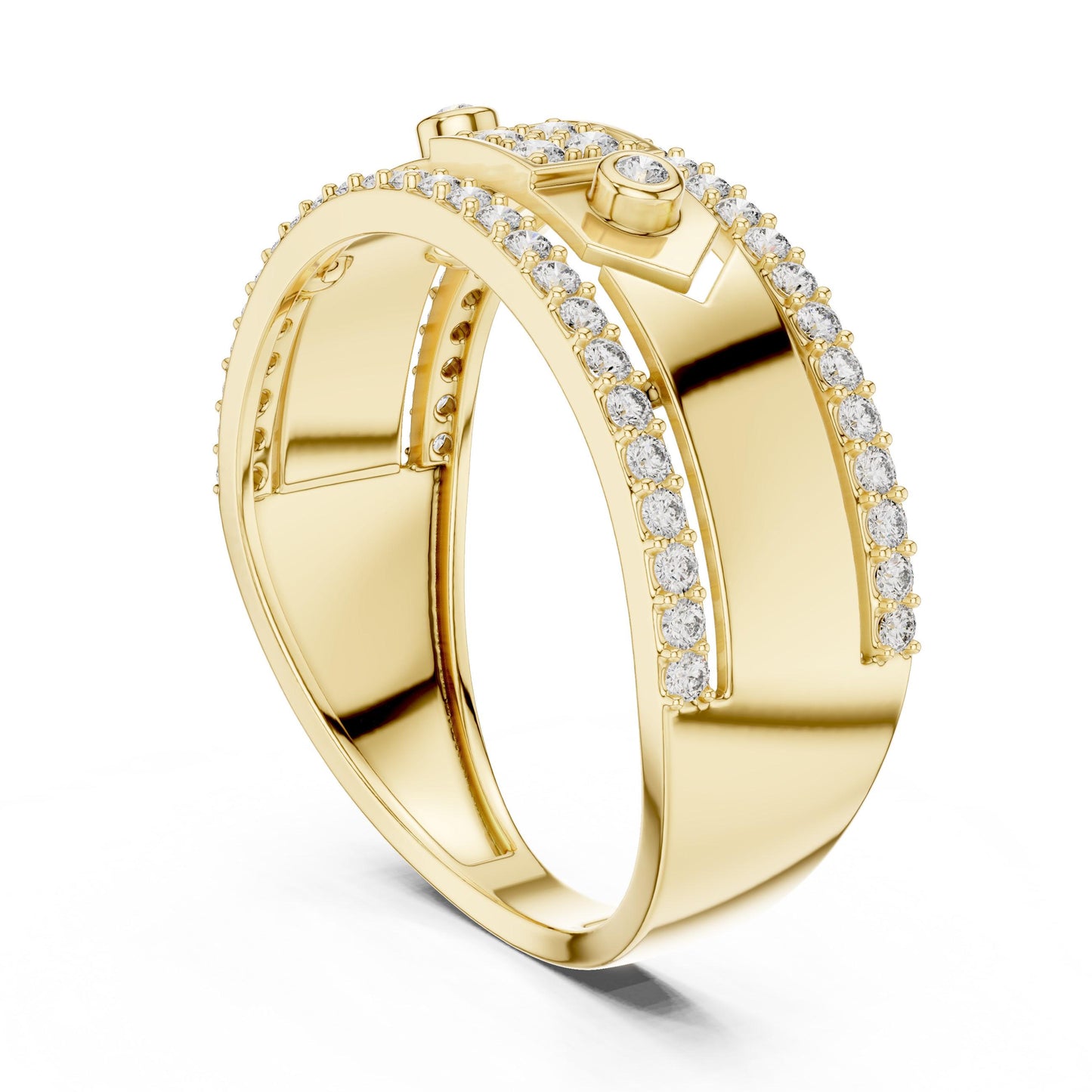 Riora luxury moissanite diamond statement ring for women in rose gold, featuring a cocktail band design for bridal or party wear.