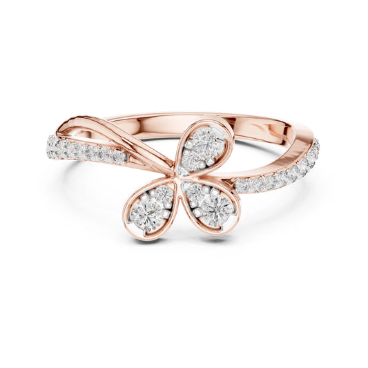 Riora moissanite butterfly ring with nature-inspired design, diamond look, in gold, rose gold, and silver band for women.