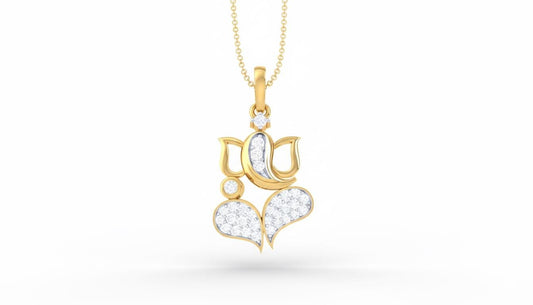 Riora Moissanite Lotus Heart Pendant Necklace featuring a sparkling heart-shaped pendant on a delicate chain