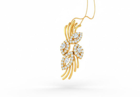 Moissanite Leaf Pendant Necklace, Hypoallergenic Adjustable Chain