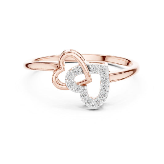 Riora moissanite heart initial romantic promise ring for women, minimalist love jewelry with a heart-shaped gemstone and initial design