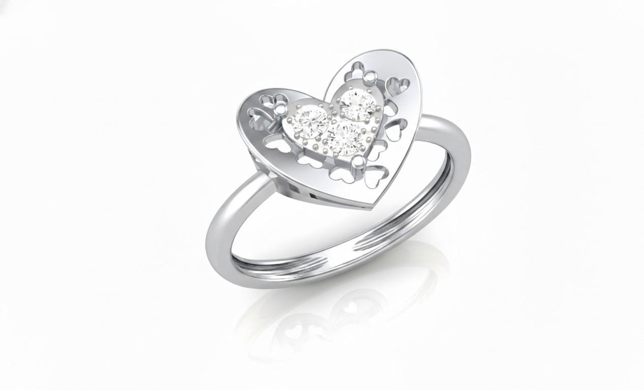 Moissanite Heart Ring for Women | Gold, Rose Gold & Silver | Sizes 5–11 | Romantic Promise & Valentine Gift