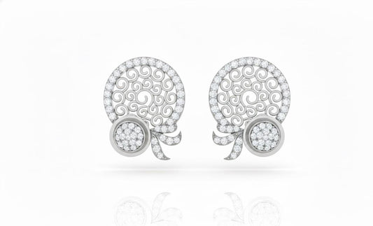 Moissanite Filigree Circle Stud Earrings for Women | Gold, Rose Gold & Silver | Bridal & Anniversary Gift