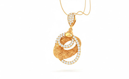 Moissanite Swirl Pendant Necklace, Rose Gold Silver, Adjustable Chain
