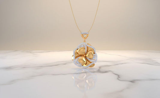 Moissanite Floral Pendant | Rose Gold Non Tarnish Hypoallergenic Necklace | Valentine Gift for Her