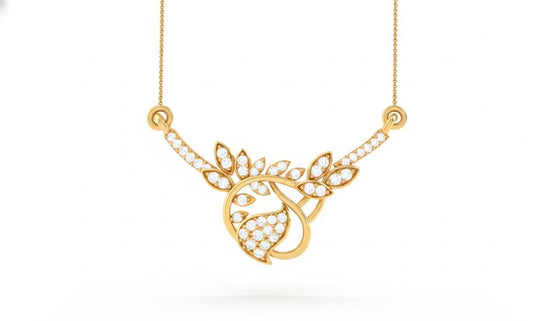 Moissanite Leaf Pendant Necklace, Hypoallergenic Adjustable Chain