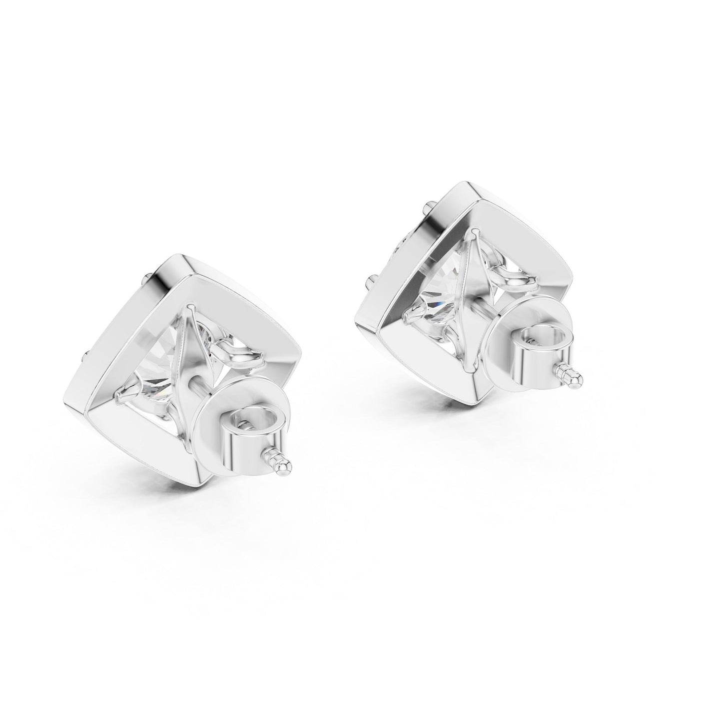 Riora moissanite diamond stud earrings in rose gold and silver, minimalist bridal jewelry for women, elegant gift option