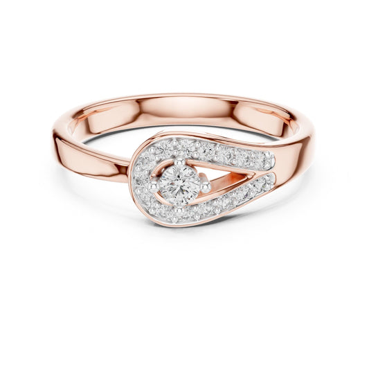 Riora twisted halo moissanite diamond engagement ring in solid gold with vintage style, featuring a unique bridal wedding design.