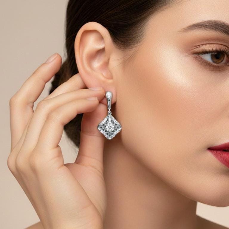 Moissanite Stud Dangle Earrings | Hypoallergenic | Gold, Rose Gold & Silver | Riora
