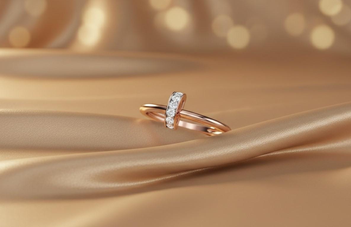 Moissanite Band Ring – Minimal Gold Silver Engagement Ring for Her