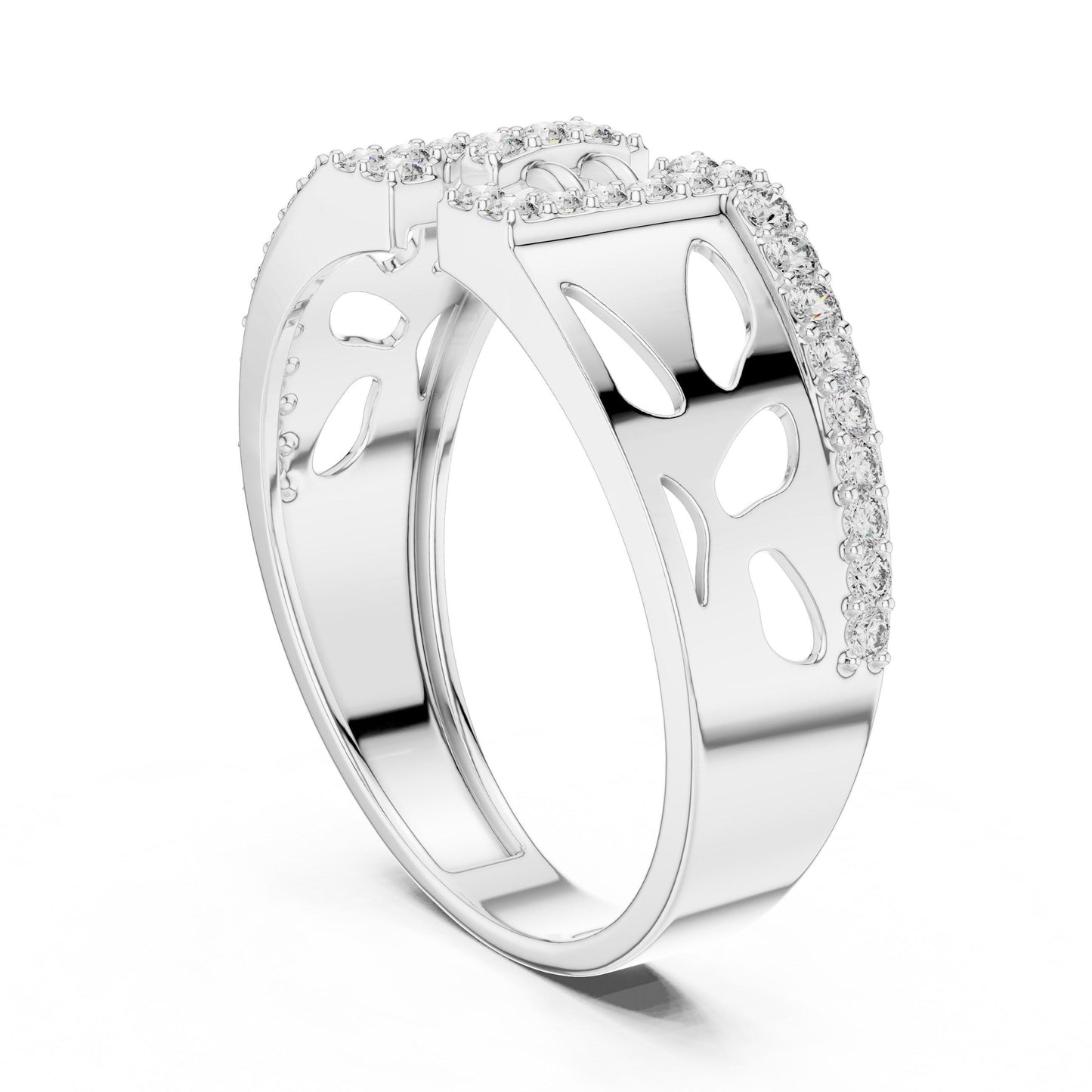 Riora luxury CZ panel ring in gold rose silver with hypoallergenic promise band, perfect for anniversary or Valentine gift jewelry.