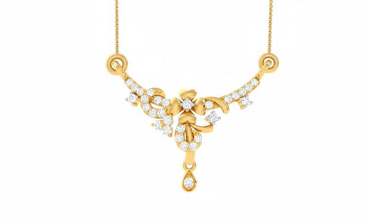Moissanite Floral Pendant Necklace, Rose Gold Silver, Adjustable Chain