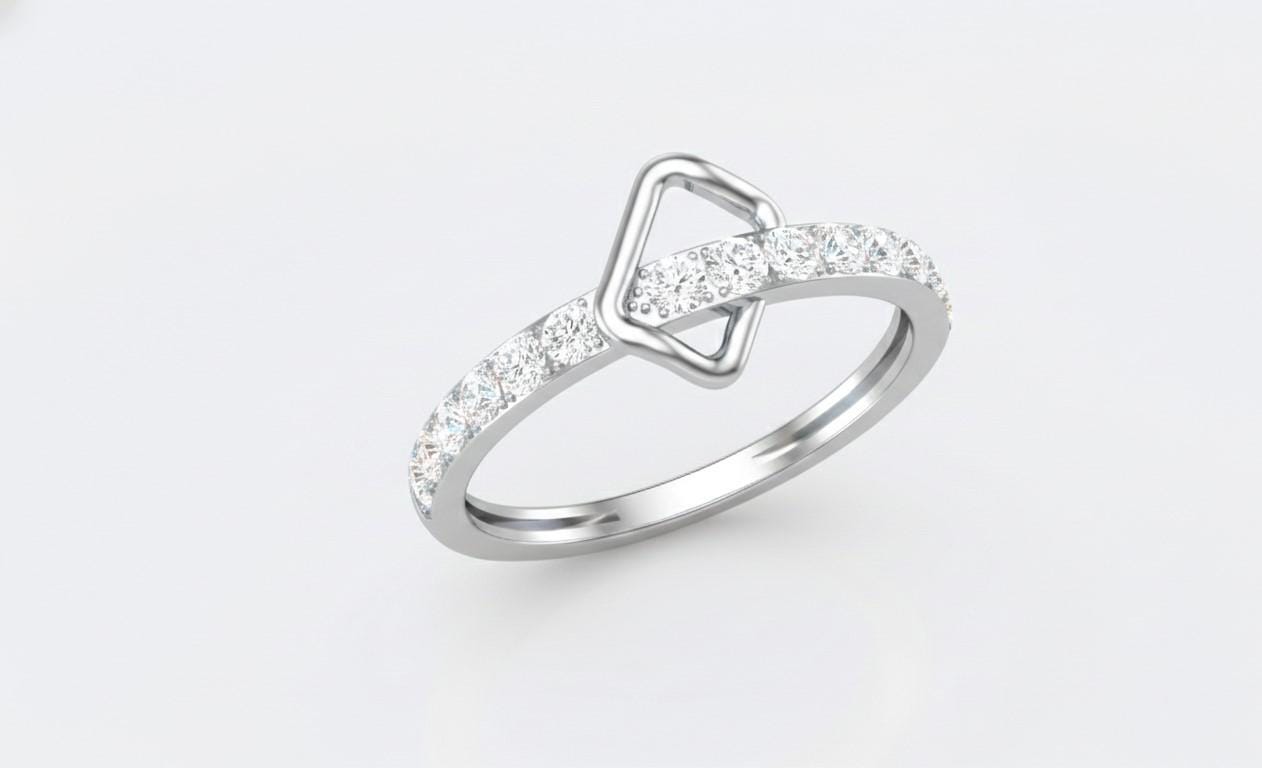 Moissanite Square Ring | Geometric Band | Gold, Rose Gold & Silver | Promise & Engagement Ring