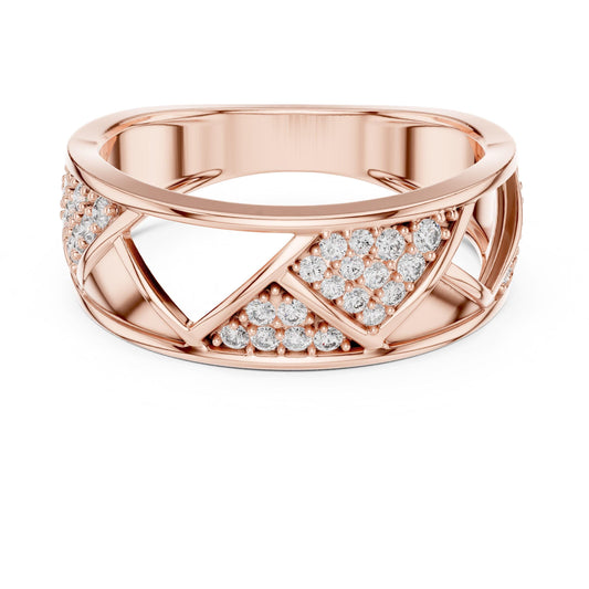 Riora luxury geometric CZ band ring in gold and silver, nickel-free hypoallergenic wedding anniversary jewelry for women