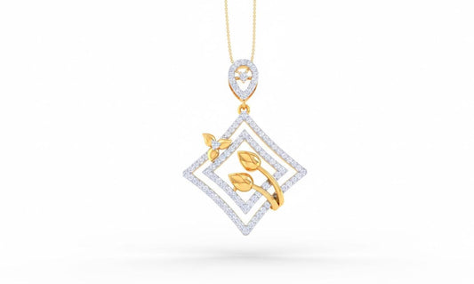 Moissanite Diamond Pendant Necklace, Gold Rose Silver Floral Geometric Charm Chain Gift for Her