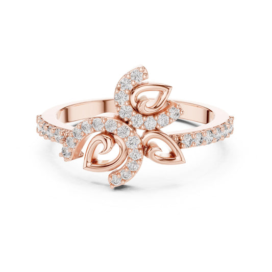 Riora elegant butterfly moissanite diamond ring in rose gold with dainty, nature-inspired minimalist design, featuring a butterfly motif.