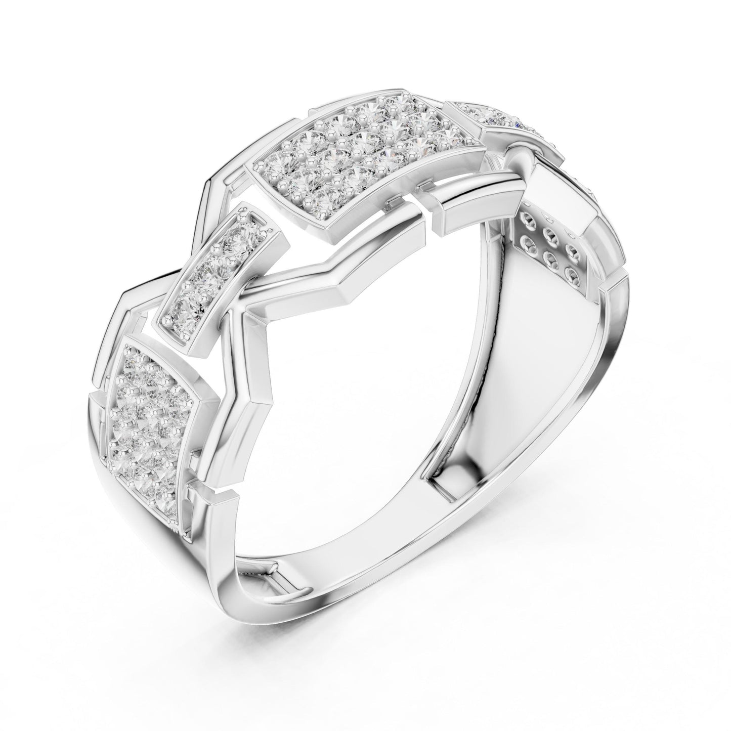 Riora luxury moissanite diamond ring with a rose gold chunky band, perfect as statement jewelry or wedding gift for him