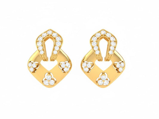 Riora moissanite stud earrings in gold rose and silver with diamond-like pendant, hypoallergenic, nickel-free, elegant jewelry for women