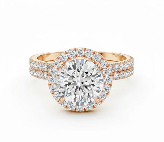 CZ Halo Engagement Ring | Gold, Rose Gold & Silver | Hypoallergenic Bridal Jewelry