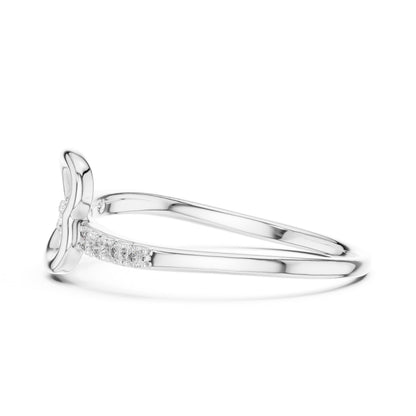 Riora moissanite heart loop ring in rose gold, minimalist romantic promise band with dainty heart design for engagement.
