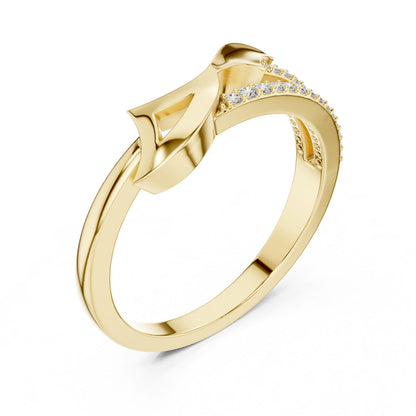 Riora infinity twist moissanite diamond ring in rose gold, minimalist stackable wedding band with twisted design and dainty style