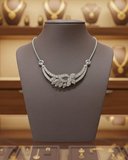 Riora elegant moissanite floral necklace with sparkling flower pendant, perfect bridal jewelry or wedding gift for her.