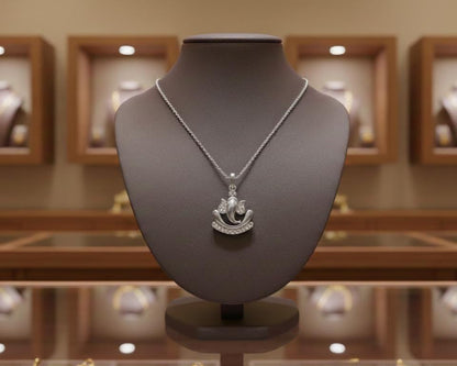 Moissanite Lotus Pendant Necklace | Hypoallergenic Symbolic Jewelry | Gold, Rose Gold, Silver