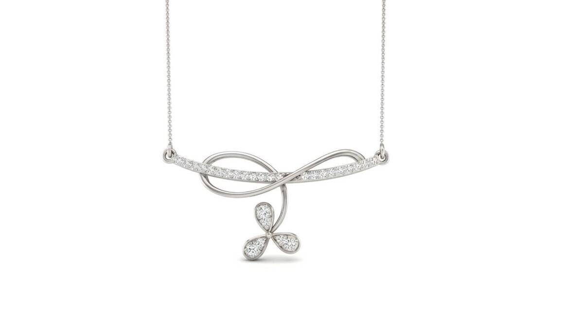 Riora gold rose gold butterfly necklace with dainty moissanite pendant, minimal jewelry design for women